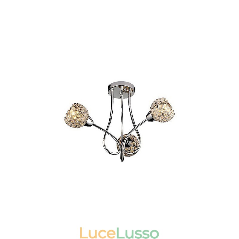 Moderno lampadario a 3 luci con design in cristallo