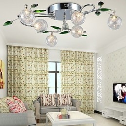 Lampadario 6 luci Country Alluminio Vetro Cromo
