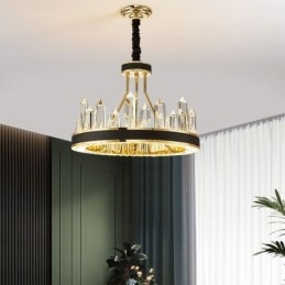 Lampada a sospensione moderna in cristallo, luce da soffitto in cristallo circolare