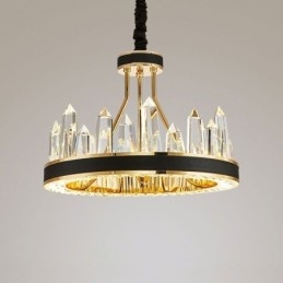 Lampada a sospensione moderna in cristallo, luce da soffitto in cristallo circolare