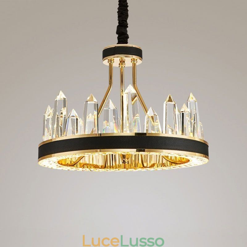 Lampada a sospensione moderna in cristallo, luce da soffitto in cristallo circolare
