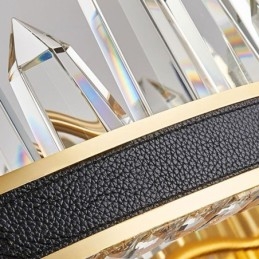 Lampada a sospensione moderna in cristallo, luce da soffitto in cristallo circolare