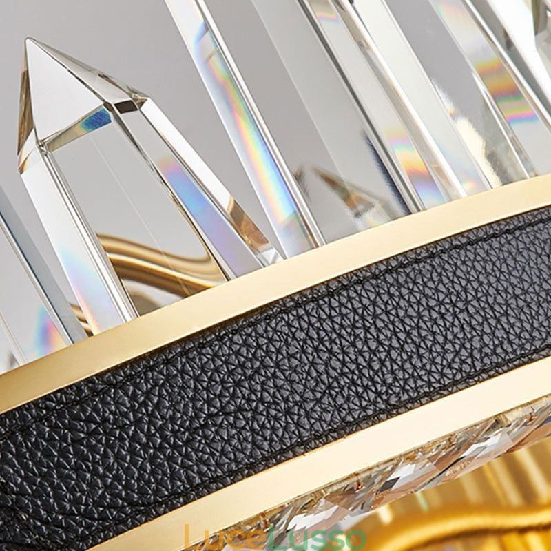 Lampada a sospensione moderna in cristallo, luce da soffitto in cristallo circolare