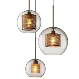 Lampada a sospensione minimalista in vetro a 3 luci, lampada da soffitto a isola