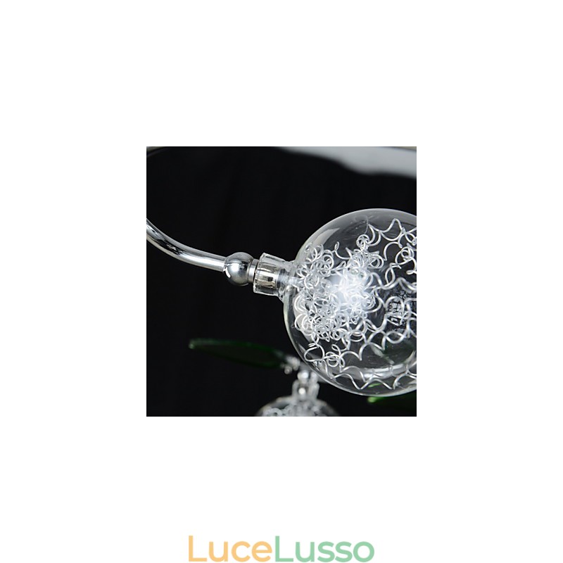 Lampadario 6 luci Country Alluminio Vetro Cromo