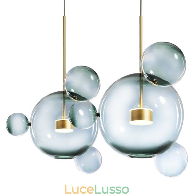 Lampada a sospensione Lampada a soffitto a bolle di vetro Lampada verde sfumato