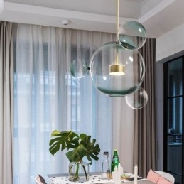 Lampada a sospensione Lampada a soffitto a bolle di vetro Lampada verde sfumato