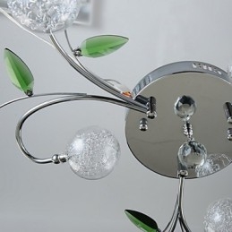 Lampadario 6 luci Country Alluminio Vetro Cromo