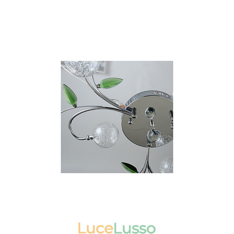 Lampadario 6 luci Country Alluminio Vetro Cromo