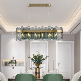 Lampada a sospensione minimalista in vetro, lampada da soffitto rettangolare di colore unico, isola