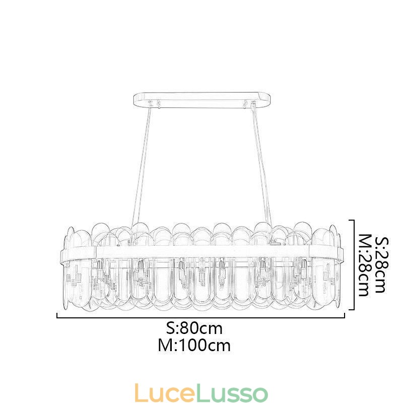 Lampada a sospensione minimalista in vetro, lampada da soffitto rettangolare di colore unico, isola