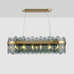 Lampada a sospensione minimalista in vetro, lampada da soffitto rettangolare di colore unico, isola