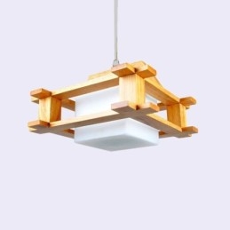 Lampada a sospensione in rovere in stile nordico con paralume in vetro smerigliato Cafe