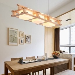 Lampada a sospensione creativa in rovere a 3 luci, lampada da soffitto decorativa in legno, stile caffetteria