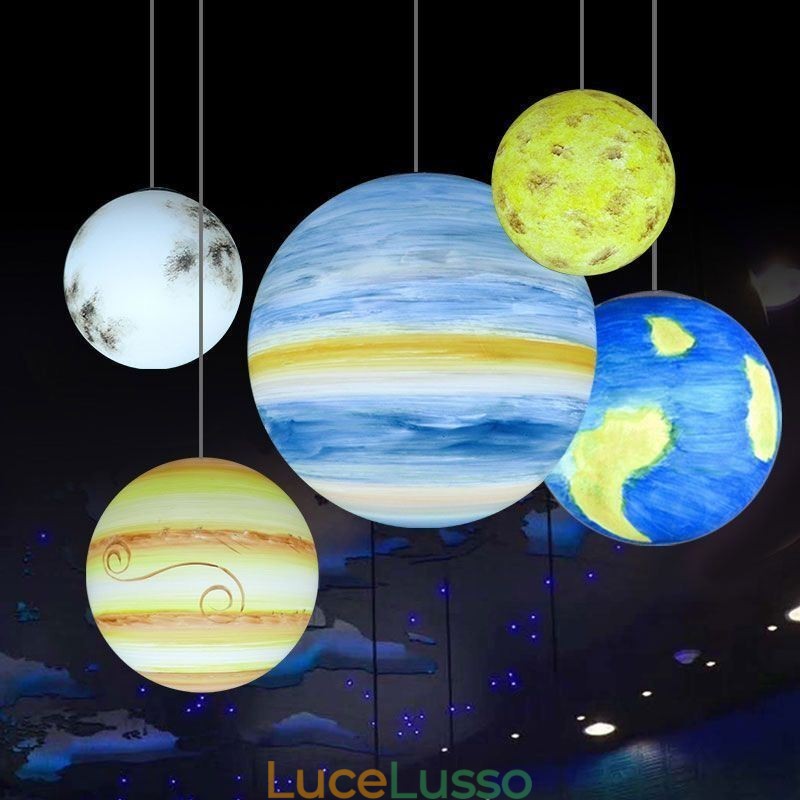 Lampada a sospensione Nordic Planet Design Lampadario unico con pianeti del sistema solare