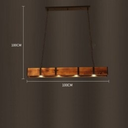 Lampada a sospensione in stile industriale, lampada da soffitto rettangolare in legno, isola