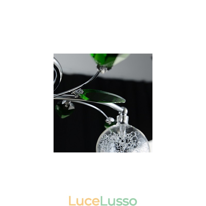 Lampadario 6 luci Country Alluminio Vetro Cromo