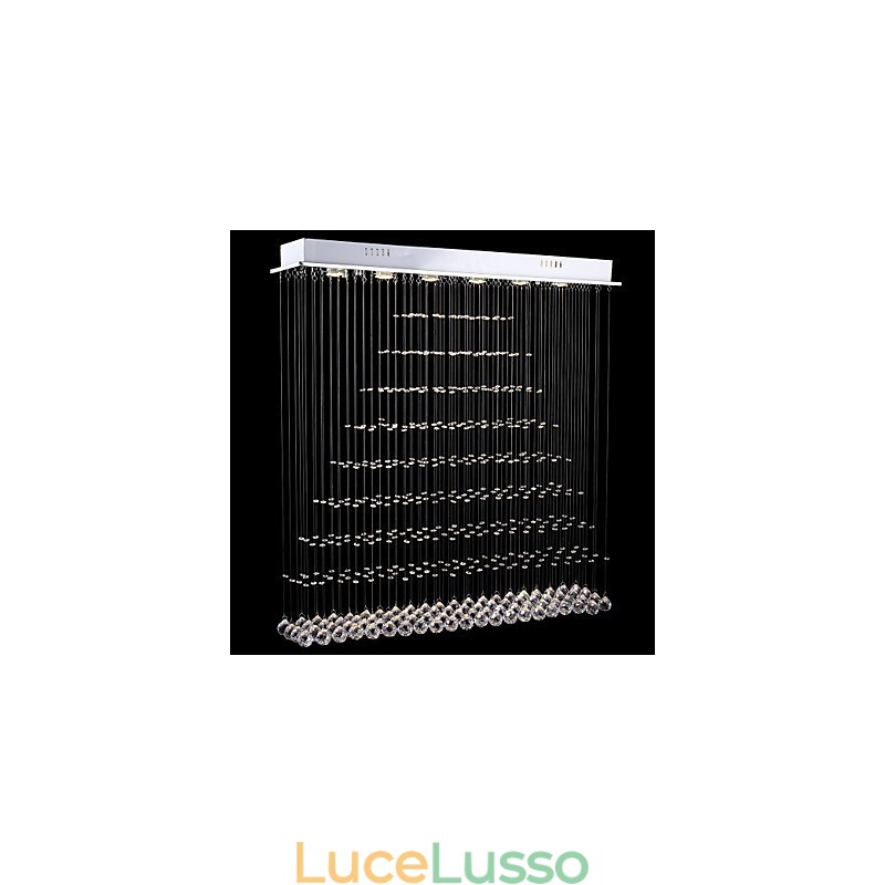 Lampadario a sospensione rettangolare in cristallo, lampadario da soffitto, lampade e apparecchi di illuminazione
