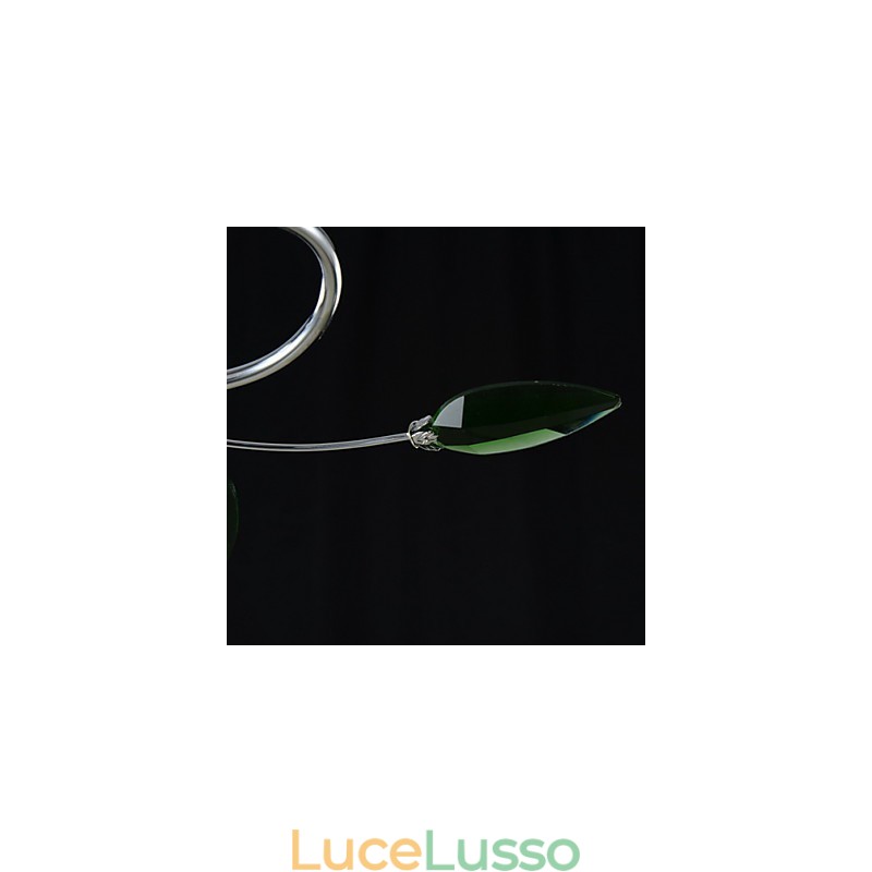 Lampadario 6 luci Country Alluminio Vetro Cromo