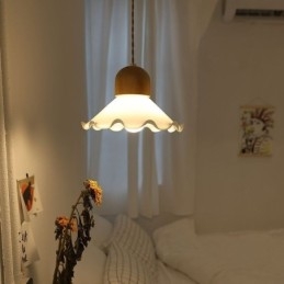 Lampada a sospensione moderna in vetro con pizzo, lampada a sospensione a testa singola