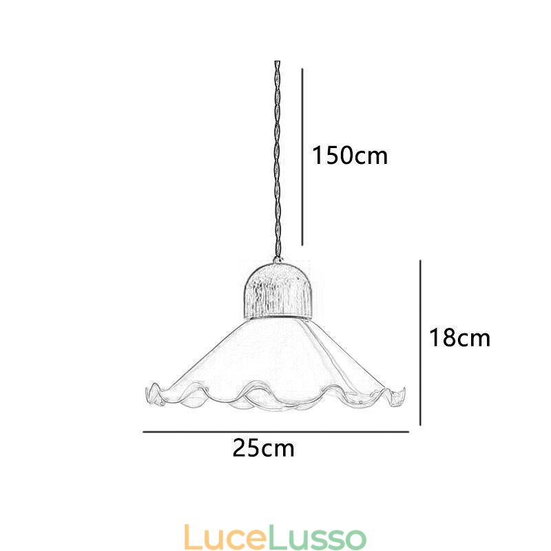 Lampada a sospensione moderna in vetro con pizzo, lampada a sospensione a testa singola