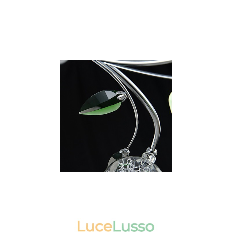 Lampadario 6 luci Country Alluminio Vetro Cromo