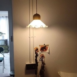 Lampada a sospensione moderna in vetro con pizzo, lampada a sospensione a testa singola