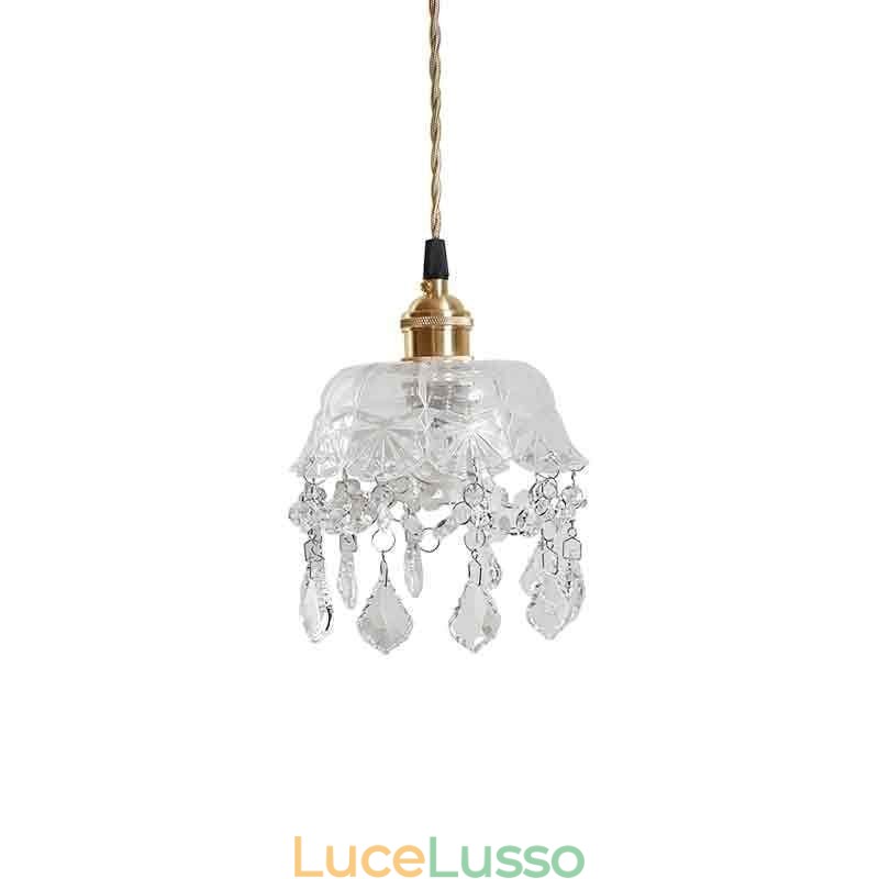 Elegante lampada a sospensione in vetro con testa singola, mini lampada a sospensione
