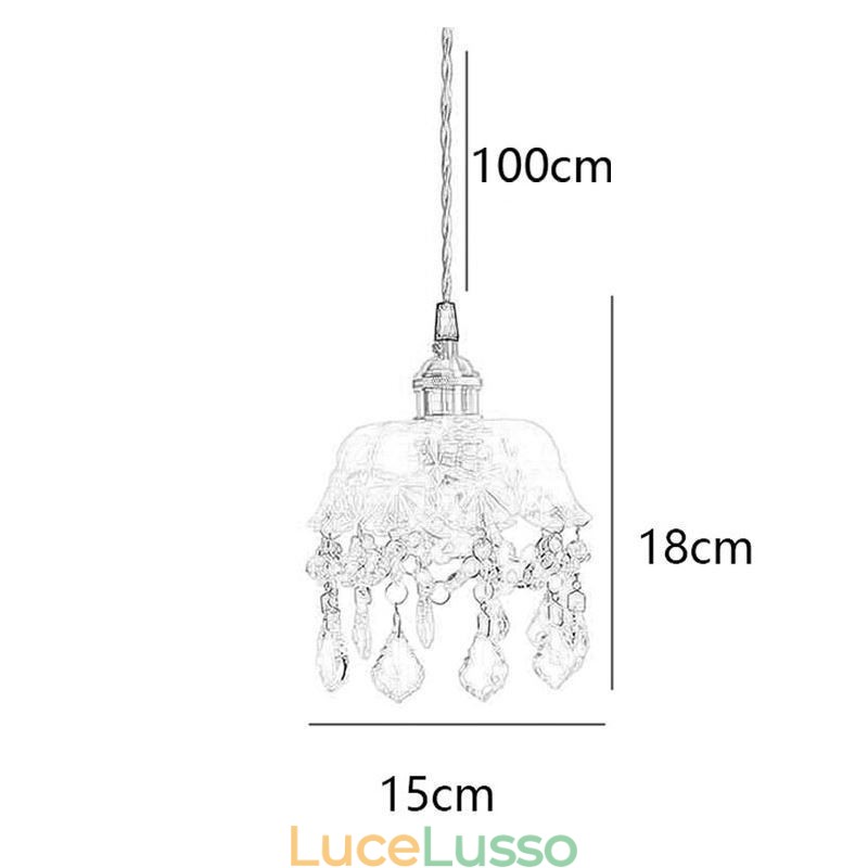 Elegante lampada a sospensione in vetro con testa singola, mini lampada a sospensione