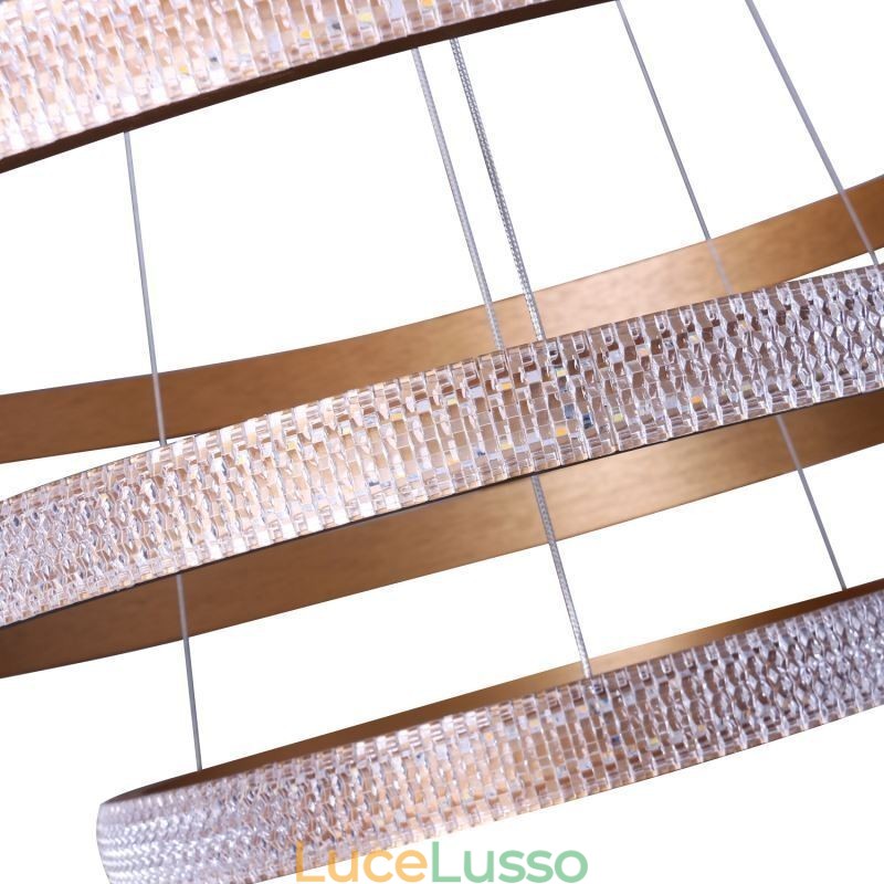 Lampada a sospensione moderna in acrilico con 3 anelli, 80+60+40cm