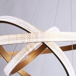 Lampada a sospensione moderna in acrilico con 3 anelli, 80+60+40cm