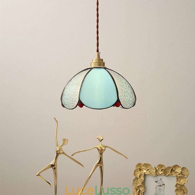 Lampada a sospensione minimalista in vetro a petalo Lampada a sospensione in vetro a testa singola