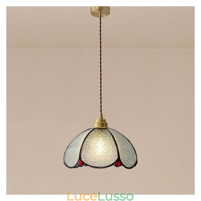 Lampada a sospensione minimalista in vetro a petalo Lampada a sospensione in vetro a testa singola