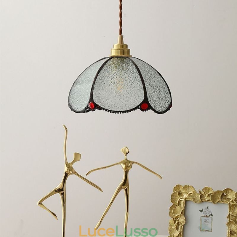 Lampada a sospensione minimalista in vetro a petalo Lampada a sospensione in vetro a testa singola