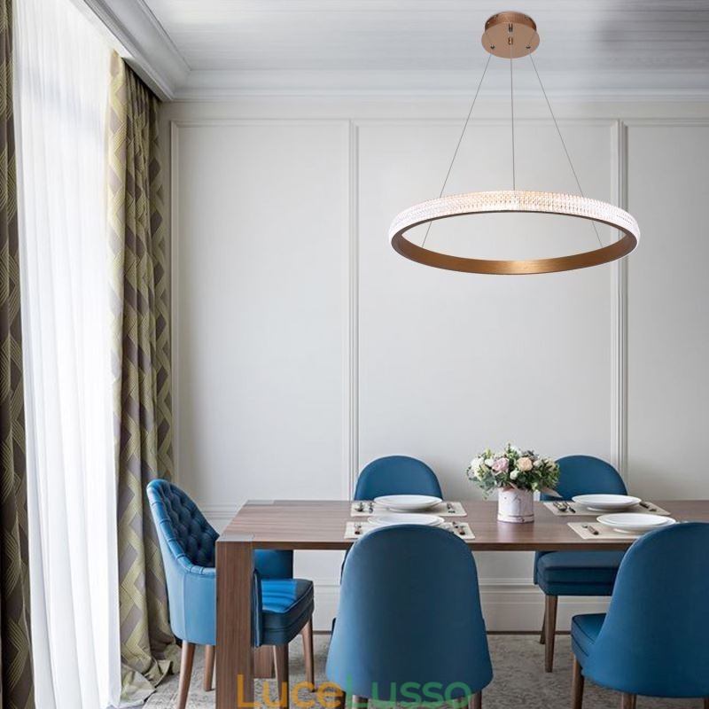 Lampada a sospensione ad anello, lampadario minimalista in acrilico