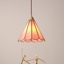 Lampada a sospensione in vetro in stile giapponese, lampada a petalo retrò