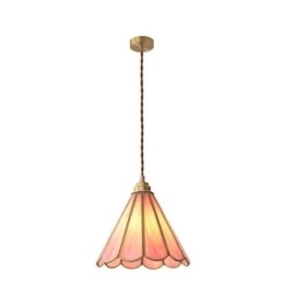 Lampada a sospensione in vetro in stile giapponese, lampada a petalo retrò