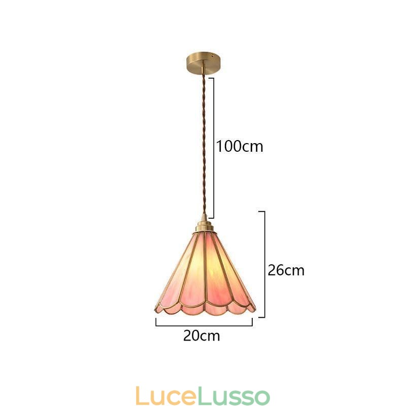 Lampada a sospensione in vetro in stile giapponese, lampada a petalo retrò
