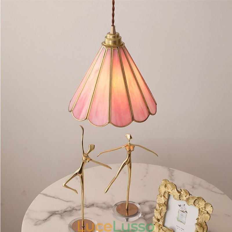 Lampada a sospensione in vetro in stile giapponese, lampada a petalo retrò