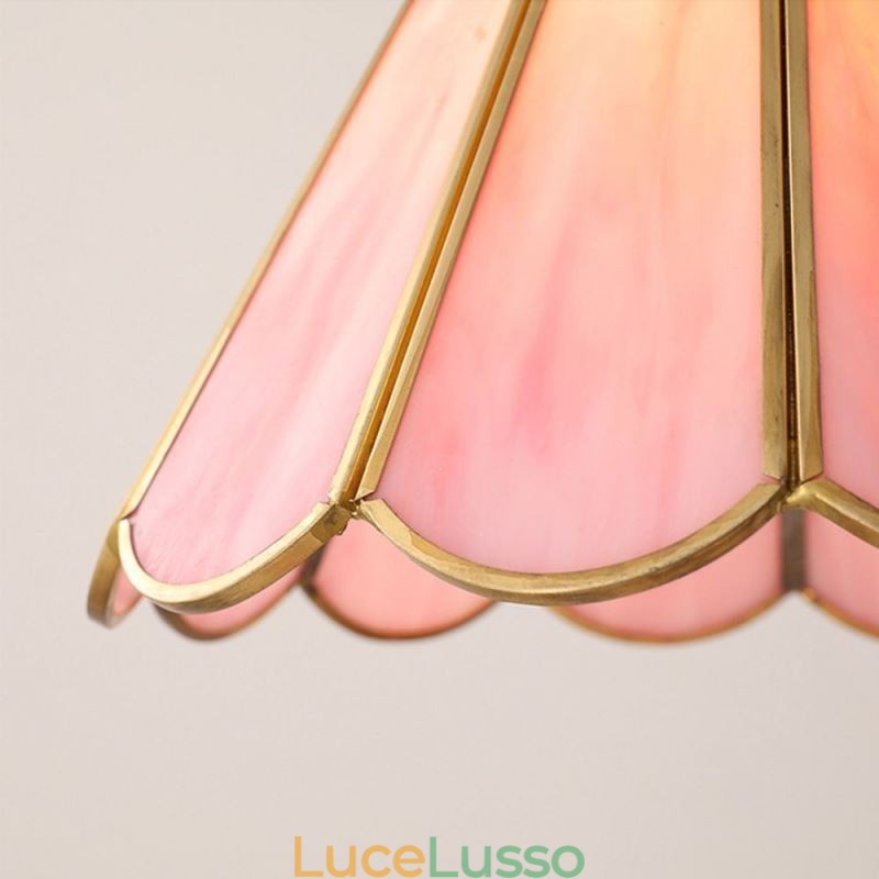 Lampada a sospensione in vetro in stile giapponese, lampada a petalo retrò