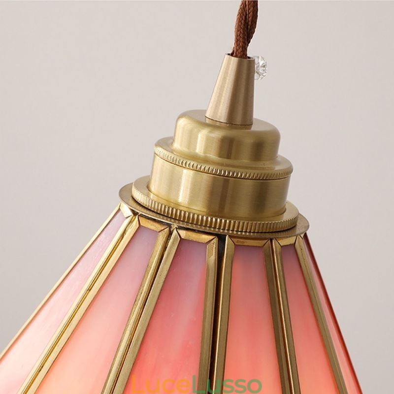 Lampada a sospensione in vetro in stile giapponese, lampada a petalo retrò