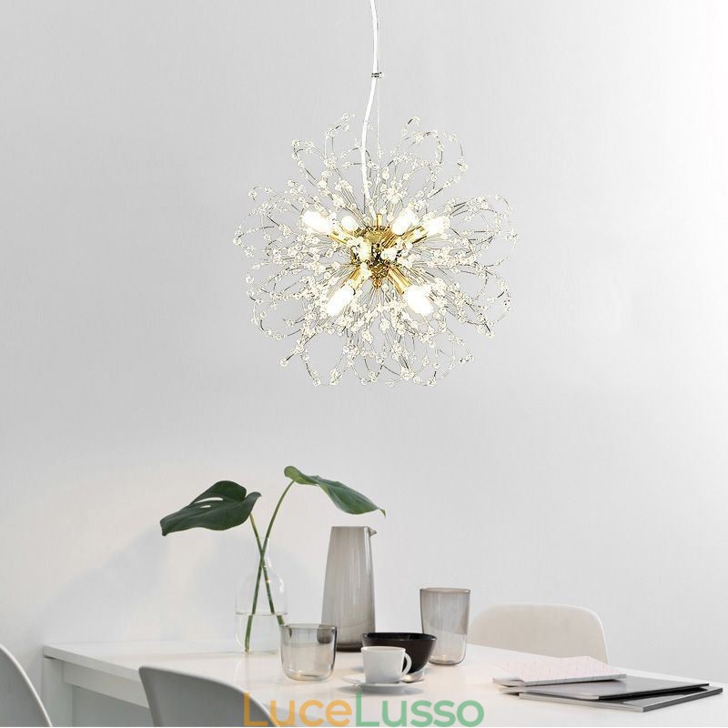 Lampadario elegante con ciondolo in cristallo di tarassaco