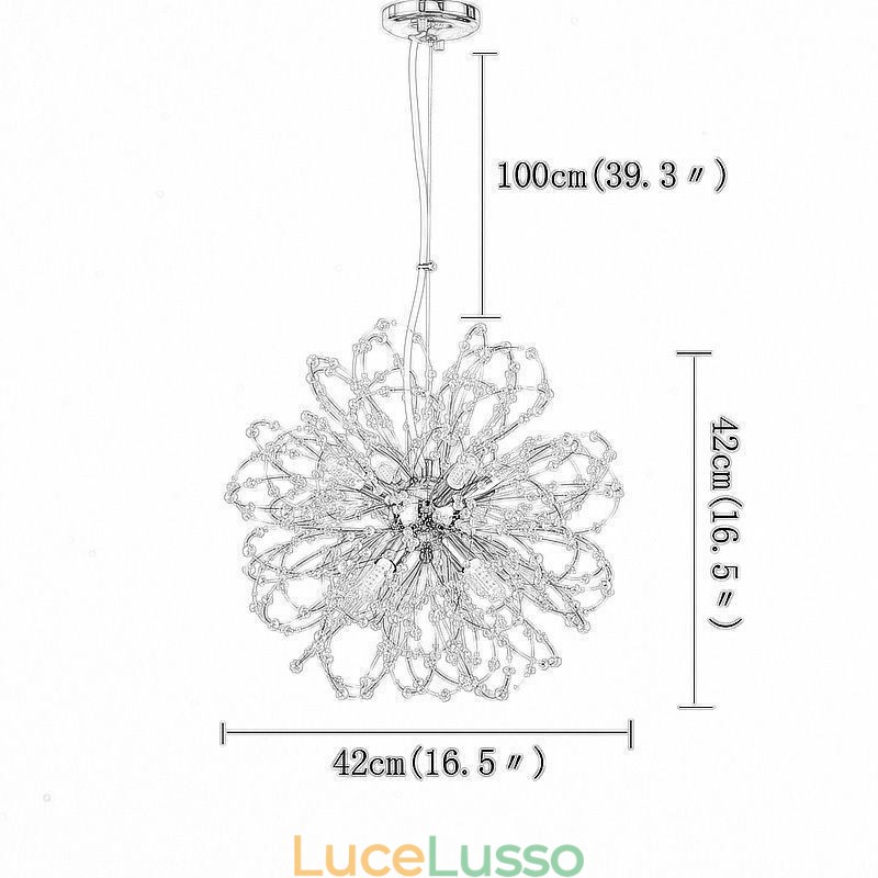 Lampadario elegante con ciondolo in cristallo di tarassaco
