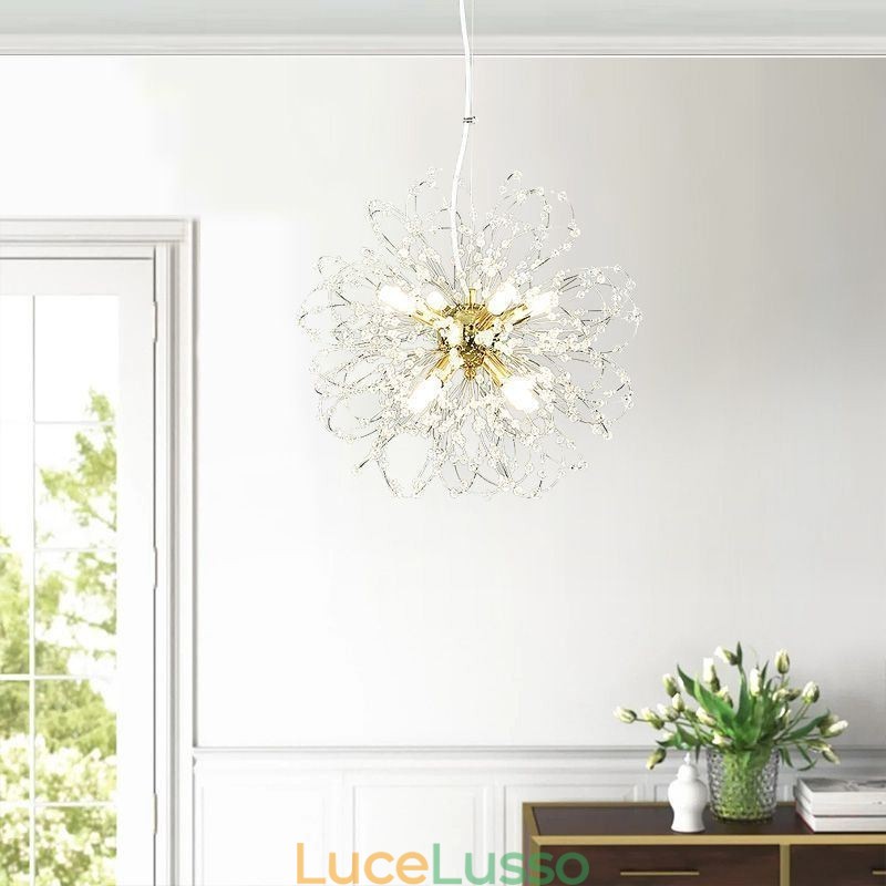 Lampadario elegante con ciondolo in cristallo di tarassaco