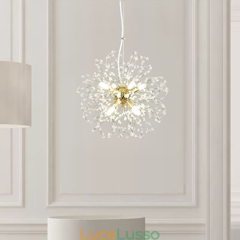 Lampadario elegante con ciondolo in cristallo di tarassaco