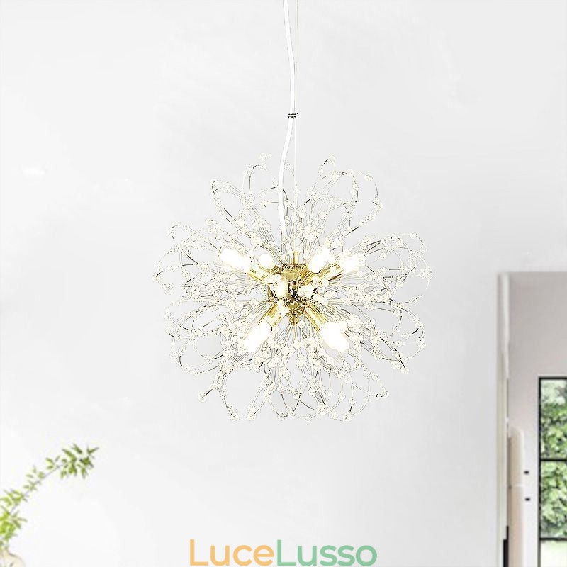 Lampadario elegante con ciondolo in cristallo di tarassaco