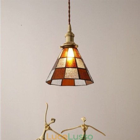 Lampada a sospensione in vetro a traliccio retrò, illuminazione in stile giapponese Lampada a sospensione in vetro a traliccio retrò, illuminazione in stile giapponese