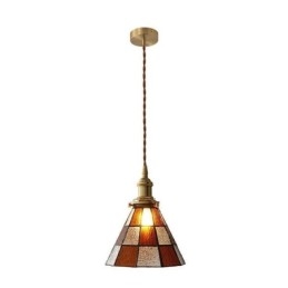 Lampada a sospensione in vetro a traliccio retrò, illuminazione in stile giapponese