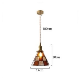 Lampada a sospensione in vetro a traliccio retrò, illuminazione in stile giapponese