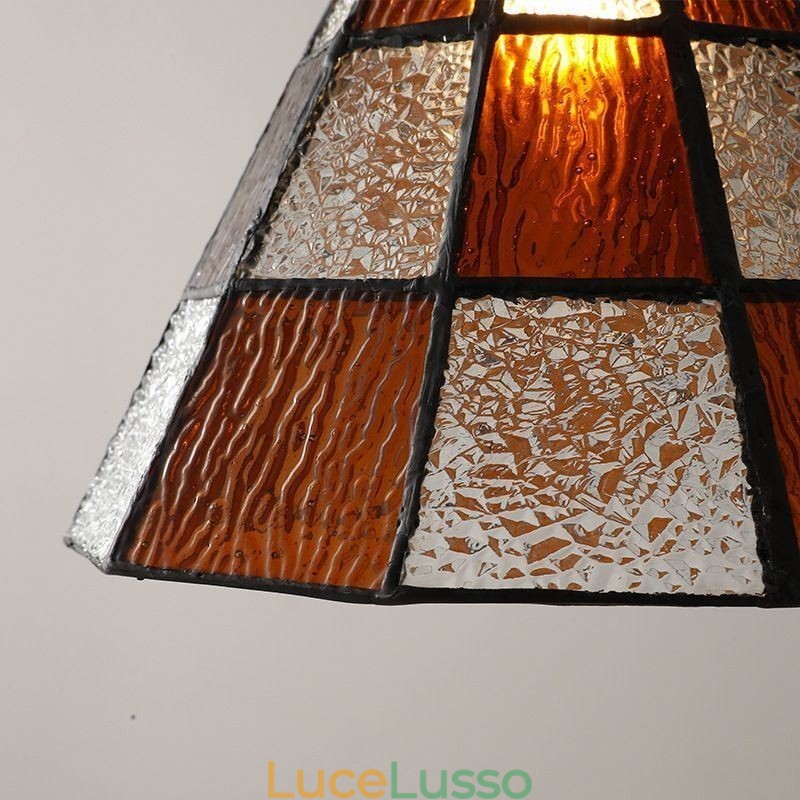 Lampada a sospensione in vetro a traliccio retrò, illuminazione in stile giapponese